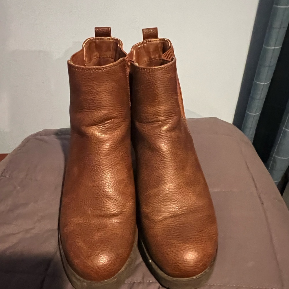Brown heeled booties